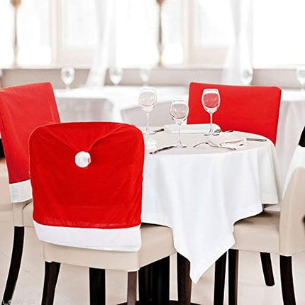 4-Pack Red Hat Chair Covers – Christmas Dining Chair Slipcovers Holiday Decor