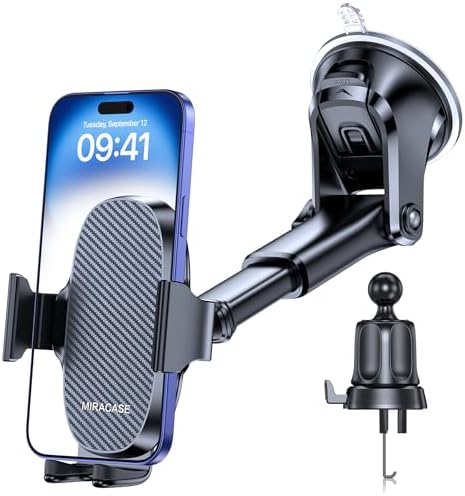 3. Miracase 3-in-1 Cell Phone Holder for Car, Secure Dash/Vent/Windshield Mount