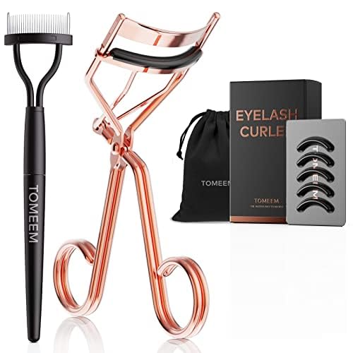 Eyelash Curler with Comb, Professional Lash Lift Kit, Refill Pads, Rose Gold