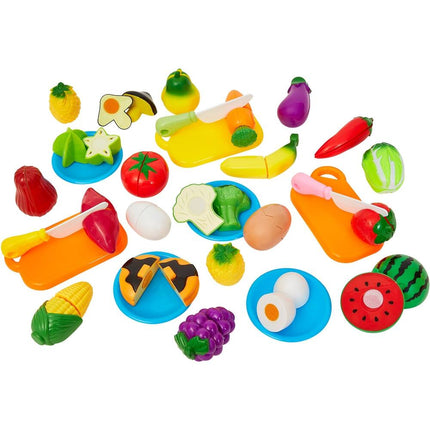 46-Piece Play Food Set by Hey Play – Multicolor, Fun Pretend Play