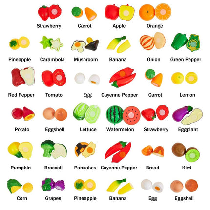 46-Piece Play Food Set by Hey Play – Multicolor, Fun Pretend Play
