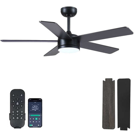 46" Indoor Ceiling Fan with Light, Quiet Modern Design, Remote & App Control, Black