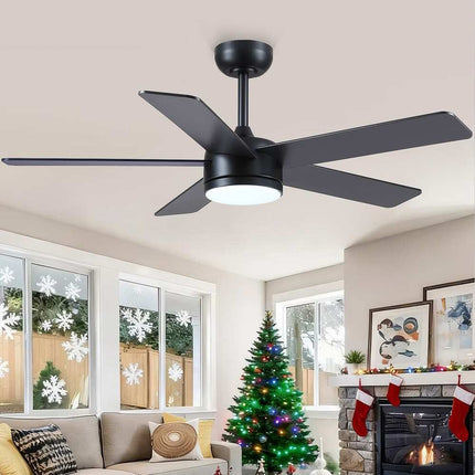 46" Indoor Ceiling Fan with Light, Quiet Modern Design, Remote & App Control, Black