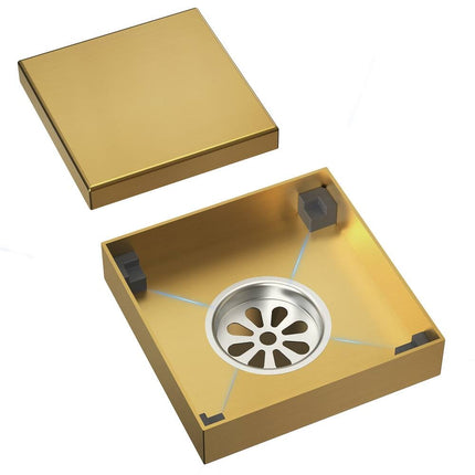 4"x4" Stainless Steel Square Shower Drain with Cover Bathroom Floor Waste