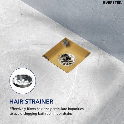 4"x4" Stainless Steel Square Shower Drain with Cover Bathroom Floor Waste