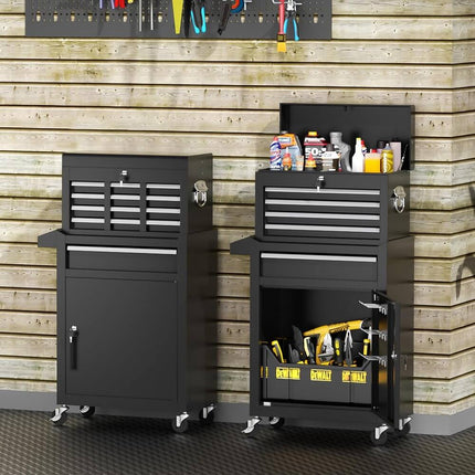 5 Drawer Rolling Tool Chest Storage Cabinet Detachable Tool Box Lockable