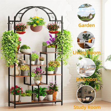 5-Tier Tall Plant Stand Flower Arched for Indoor Balcony Living Room Decor