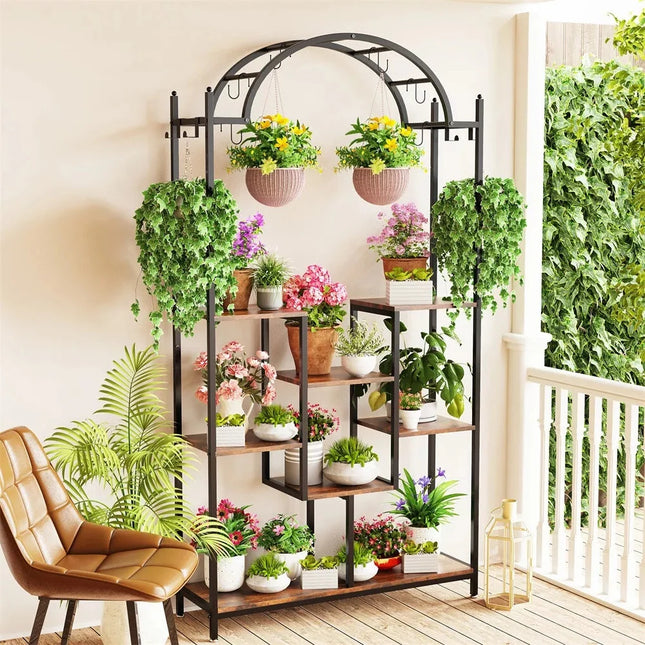 5-Tier Tall Plant Stand Flower Arched for Indoor Balcony Living Room Decor