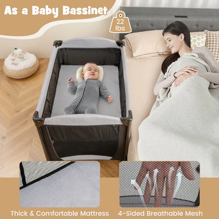 5 in 1 Baby Playard Portable Nursery Center Cradle Storage Foldable Playpen