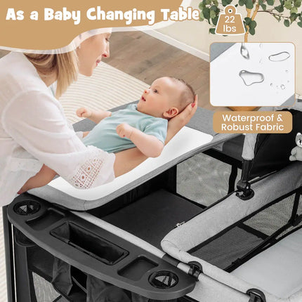 5 in 1 Baby Playard Portable Nursery Center Cradle Storage Foldable Playpen
