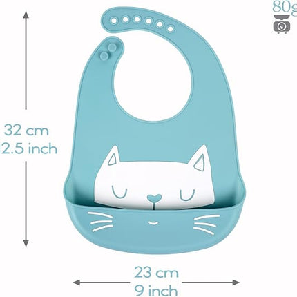 Baby Silicone Feeding Bibs 3pcs Adjustable Waterproof Bibs for Toddlers Mealtime
