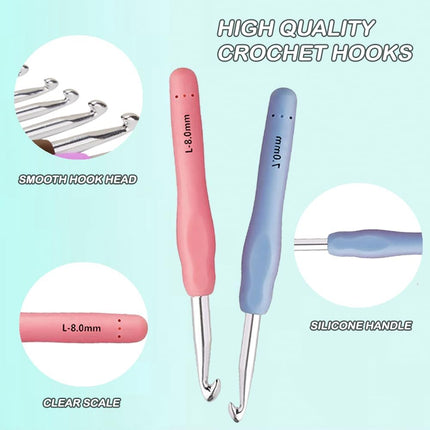 12PCS Crochet Hook Set 2.0–8.0mm – Crochet Needles for DIY & Crafts