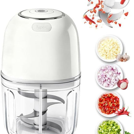 350ml Electric Garlic Chopper USB Rechargeable Mini Food Processor with 6 Blades