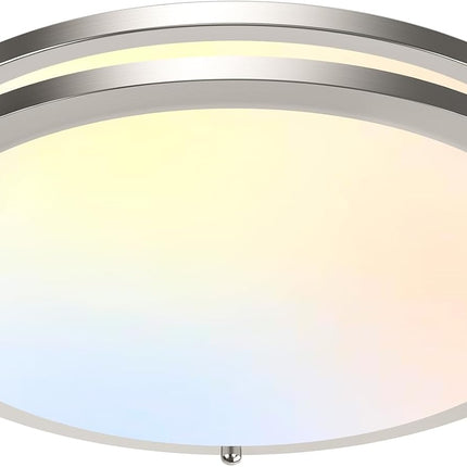 13 Inch Dimmable LED Ceiling Light Brushed Nickel 5CCT 2400LM Flush Mount Fixture