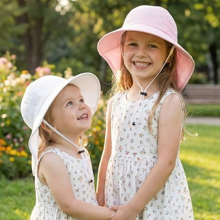 Toddler Baby Sun Hat, Adjustable Wide Brim Bucket Hat for Kids 0-14 Years