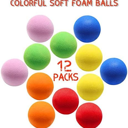 12 Pack Soft Foam Balls for Kids, 6cm Lightweight EVA Play Balls, Assorted Colours