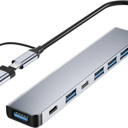 Aluminum USB C Hub 7 in 1 Adapter for MacBook PC Laptop and More Devices
