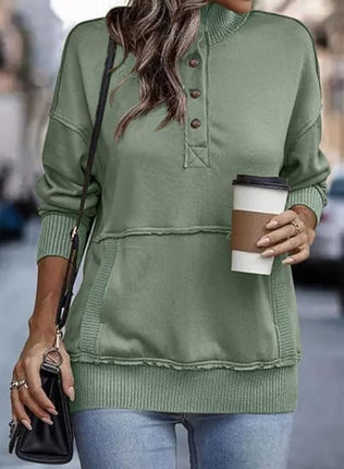 Women’s Casual Long Sleeve Pullover – Stand Neck, Lightweight Sweatshirt