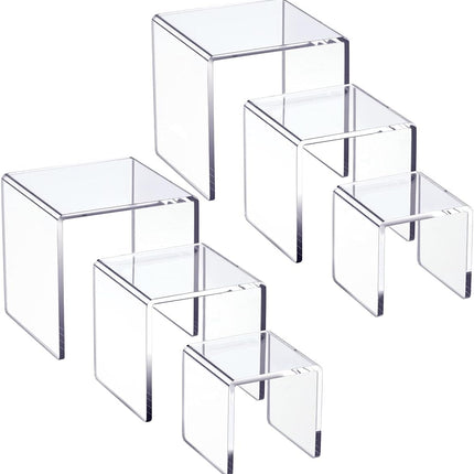 Clear Acrylic Display Risers – 2 Sets 3-Tier Stands for Figures & Jewelry