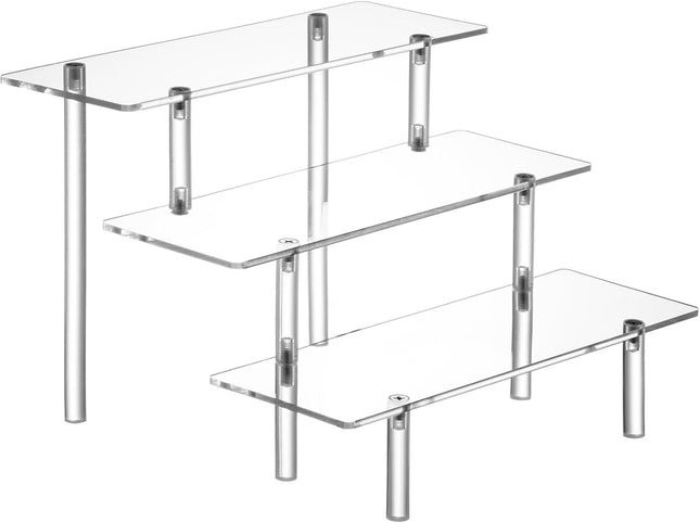 3 Tier Acrylic Display Risers Clear Shelf Stand for Perfume Cupcakes Figures