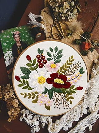 4 Sets Embroidery Kit for Beginners, Includes Hoops, Threads, Needles & Patterns