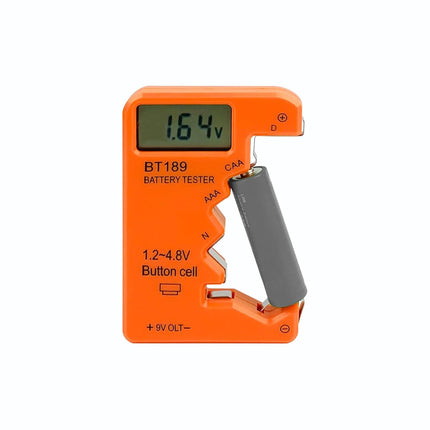 Universal Battery Tester Checker – AA, AAA, C, D, 9V, 1.5V, Small Volt Checker (Orange)