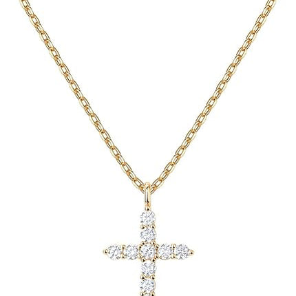 14K Gold Plated CZ Cross Necklace Women Faith Pendant Jewelry