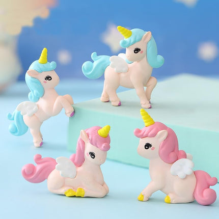 8Pcs Mini Flying Horse Unicorn Figurines – Cake Toppers & Fairy Garden Decor