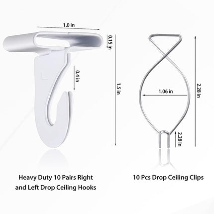 20-Pack Drop Ceiling Hooks – Heavy Duty Metal T-Bar Hooks for Classrooms & Offices