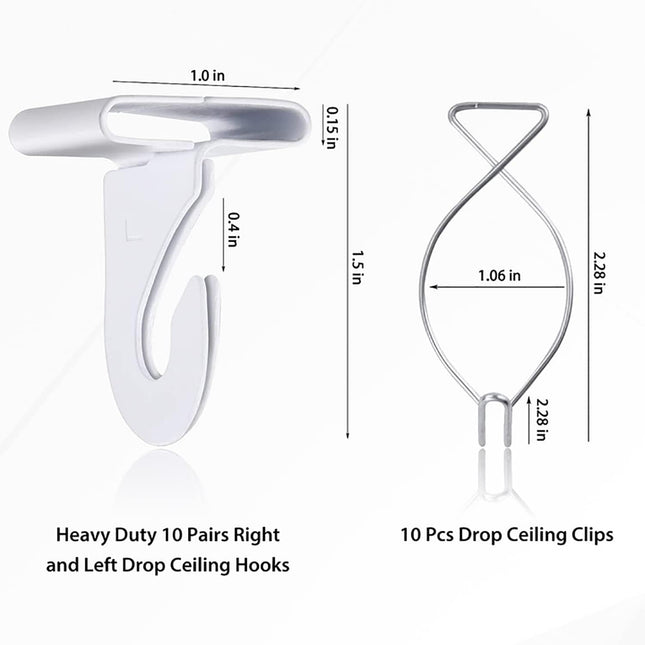 20-Pack Drop Ceiling Hooks – Heavy Duty Metal T-Bar Hooks for Classrooms & Offices
