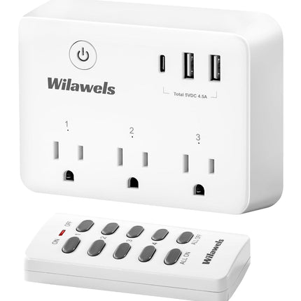 Remote Control Outlet W03RC06 – 3 Outlets, 3 USB Ports, 100FT RF Range
