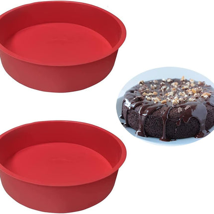 2 Pack 8 Inch Silicone Cake Pans Round Non Stick Baking Molds Bakeware