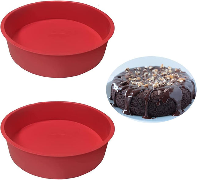 2 Pack 8 Inch Silicone Cake Pans Round Non Stick Baking Molds Bakeware