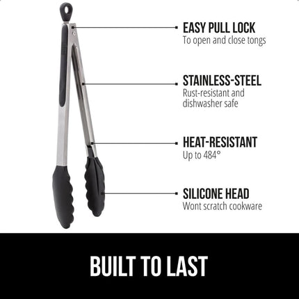 2-Pack Stainless Steel Tongs – Cooking, BBQ, Air Fryer, Silicone Tips