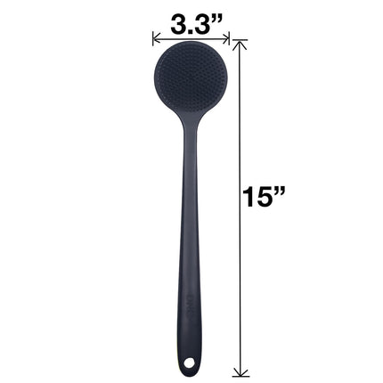 Black Shower Back Scrubber Long Handle Silicone Bath Body Brush Exfoliator