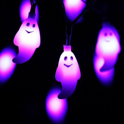 20FT 60LED Purple Ghost String Lights, Plug-In, Timer, 8 Modes, Waterproof Decor