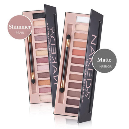 2 Pack 12 Color Nude Eyeshadow Palette, Matte Shimmer Glitter, Waterproof Makeup