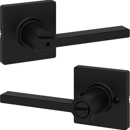 Matte Black Privacy Door Handle with Turn Lock for Bathroom Bedroom Doors