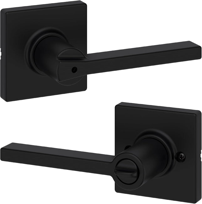 Matte Black Privacy Door Handle with Turn Lock for Bathroom Bedroom Doors