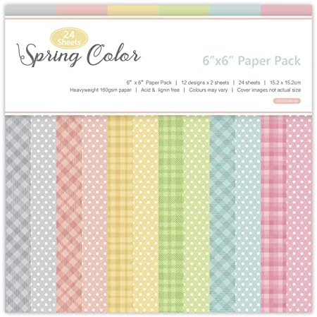 24 Sheets Pink Spring Scrapbook Paper, 6x6 Inch Single-Sided Floral Craft Paper