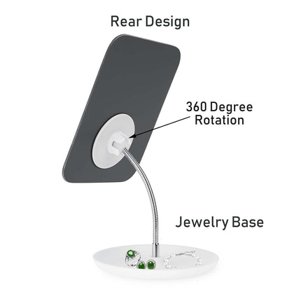 Table Vanity Makeup Mirror with Stand, Adjustable Gooseneck, 360° Rotating, Portable Desk Mirror
