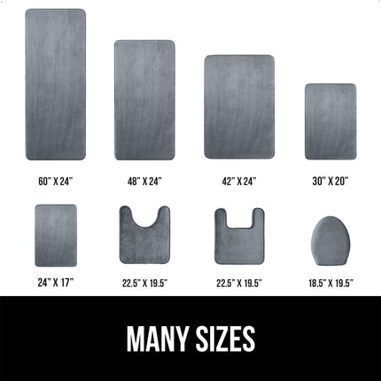 GRIP Memory Foam Bath Rug 24x17 – Soft, Absorbent, Machine Washable, Gray