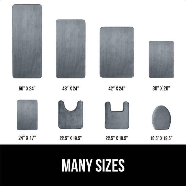 GRIP Memory Foam Bath Rug 24x17 – Soft, Absorbent, Machine Washable, Gray