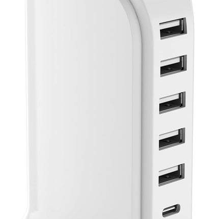 Upoy Multi-Device Charging Station – 5 USB + 1 USB-C Fast Charger Tower for Apple & Android