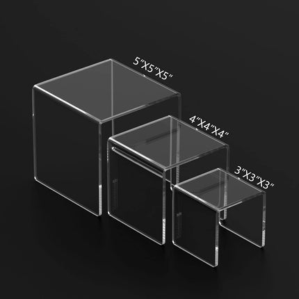 Clear Acrylic Display Risers – 2 Sets 3-Tier Stands for Figures & Jewelry