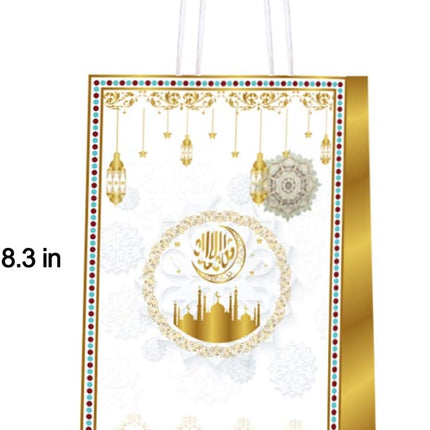 16Pcs Ramadan Mubarak Paper Gift Bags – Eid Party Favor Candy Bags for Decorations