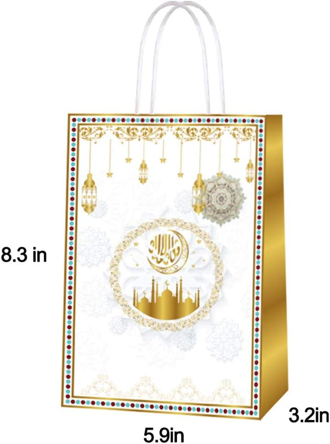 16Pcs Ramadan Mubarak Paper Gift Bags – Eid Party Favor Candy Bags for Decorations