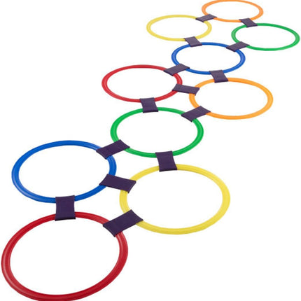 Hopscotch Rings Game – 10 Plastic Rings & 15 Connectors, Indoor/Outdoor