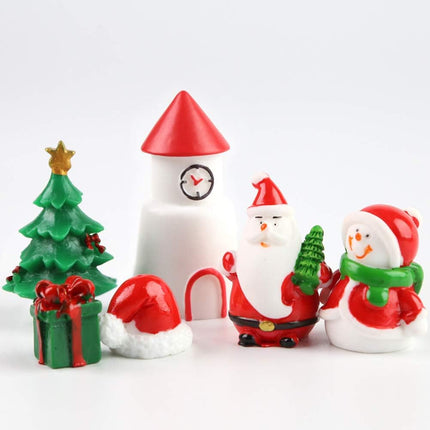 38PCS Mini Christmas Figurines – Resin Santa, Snowman & Tree DIY Crafts
