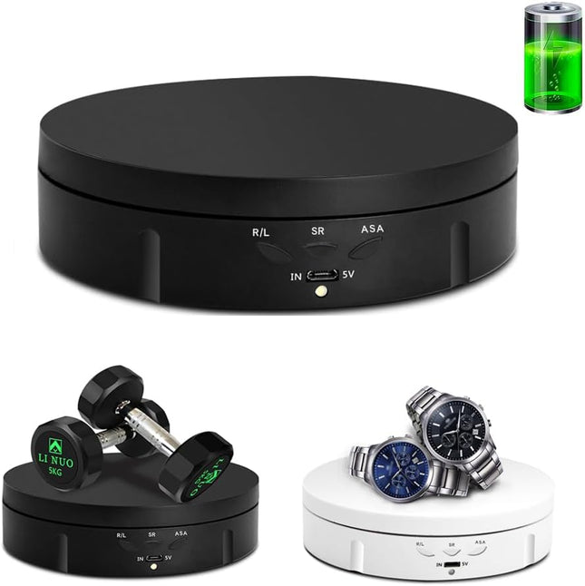 Black Motorized Display Stand – 5.74" Turntable for Watches, Cakes, Models